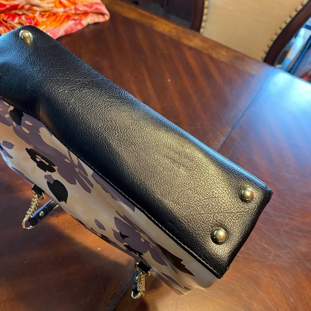Anne Klein Floral Shoulder Bag - Purple, Black, Gold - Picture 6 of 13
